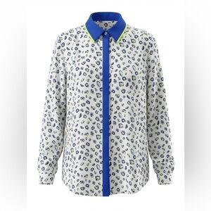 “Peace Bird” Brand Ladies Diamonds & Gemstones Print Button Down Medium / 38